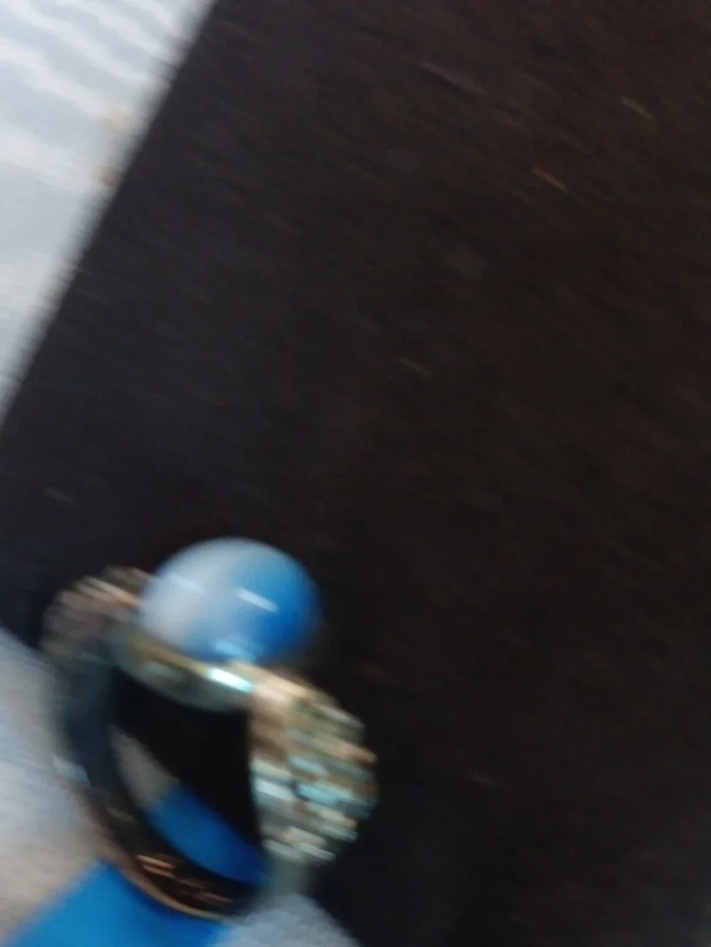 Blue Cat's Eye Gemstone Ring with Crystal Accents